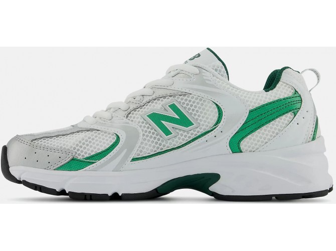 New Balance 530 White with nightwatch green