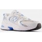 New Balance 530 White with silver metallic and sky blue