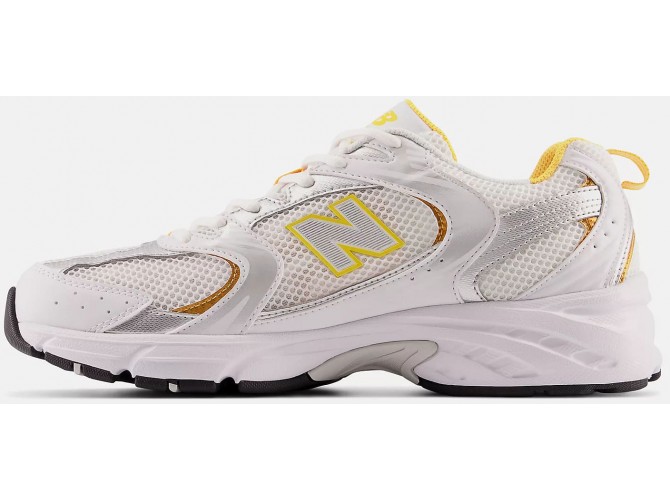 New Balance 530 White with vibrant apricot