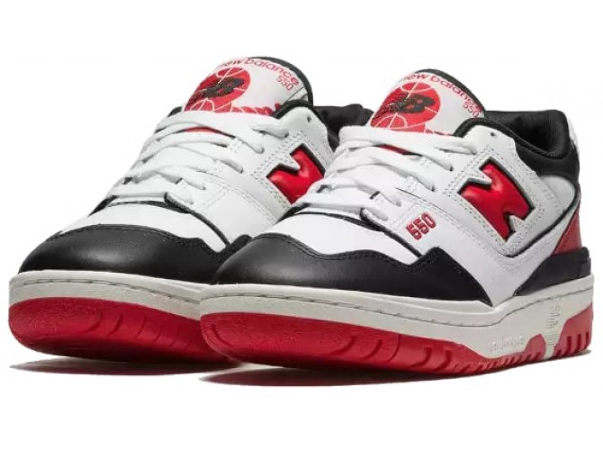 Кроссовки New Balance 550 Black/Red кожаные