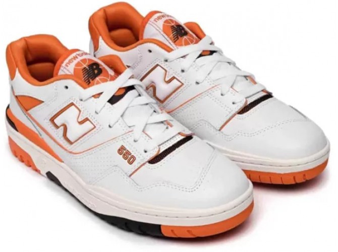 New Balance 550 Varsity Orange белые с оранжевым