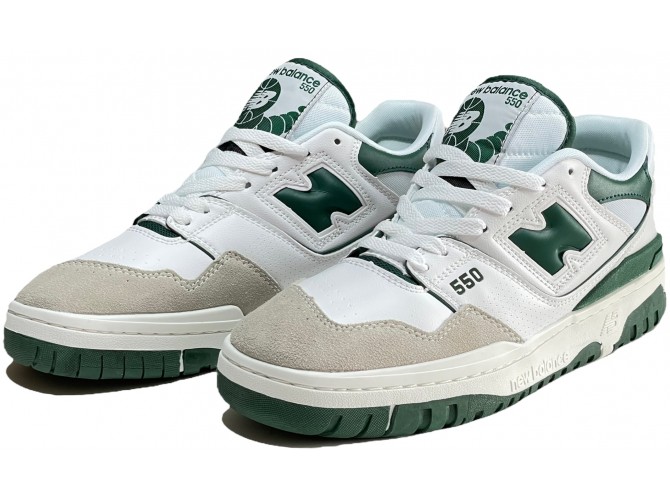New Balance 550 White Team Forest Green