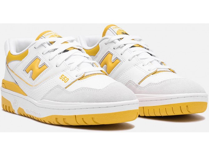 New Balance 550 White/Yellow белые с желтым