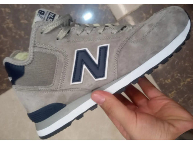 New Balance 574 Mid Grey Deep Blue с мехом