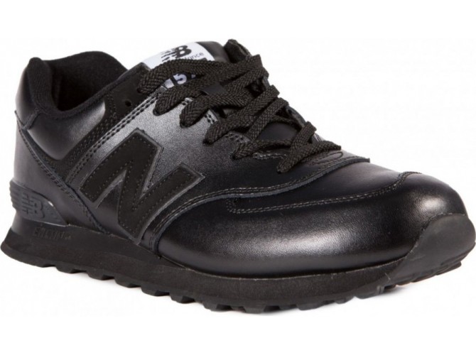 New Balance 574 All Black мужские кожаные