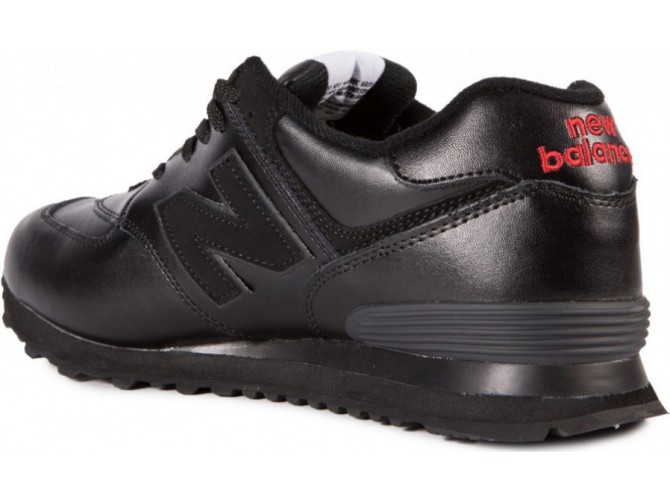 New Balance 574 All Black мужские кожаные