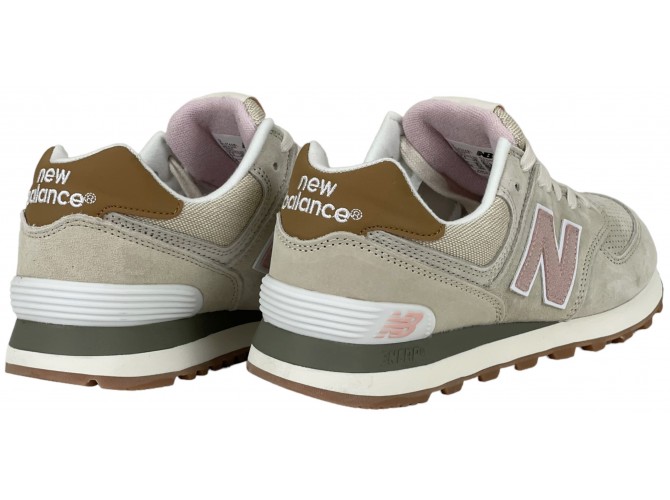 New Balance 574 бежевые с розовым женские