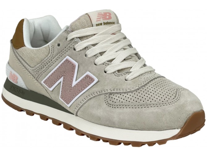 New Balance 574 бежевые с розовым женские