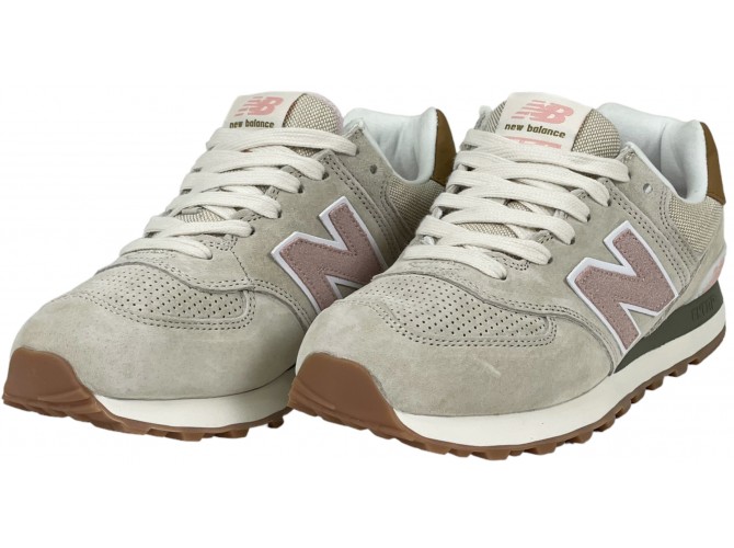 New Balance 574 бежевые с розовым женские