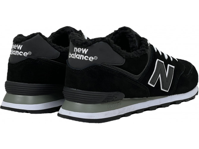 New Balance 574 Black White Big Size с мехом