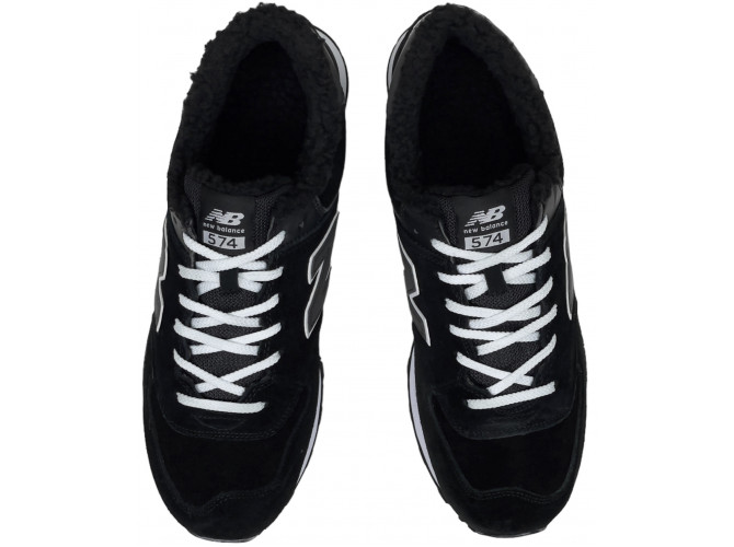 New Balance 574 Black White Big Size с мехом
