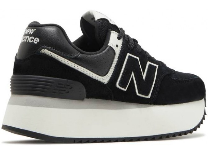 New Balance 574+ Black White на платформе