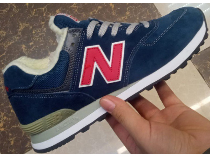 New Balance 574 Blue Red White с мехом
