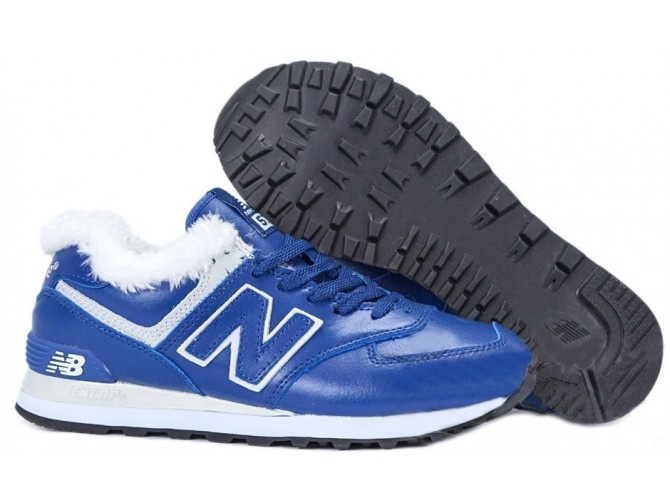 New Balance 574 Blue Winter зимние с мехом синие