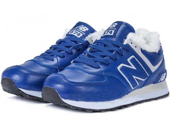 New Balance 574 Blue Winter зимние с мехом синие