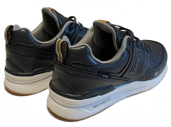 Кроссовки New Balance 574  мужские черные кожаные матовые