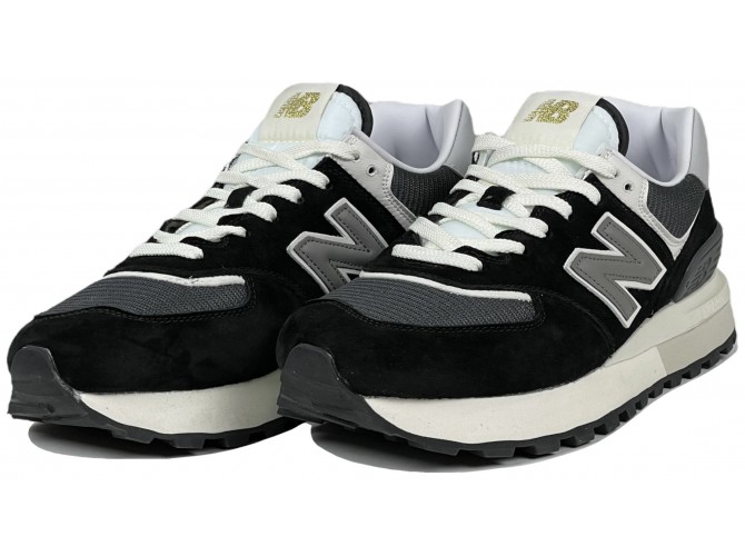 New Balance 574 Core темно-серые с черным мужские замшевые