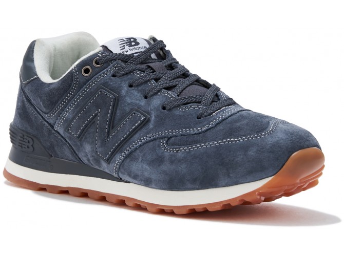 New Balance 574 deep blue мужские замшевые