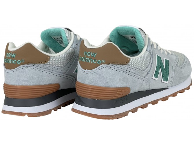 New Balance 574 голубые с зеленым женские