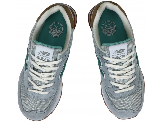 New Balance 574 голубые с зеленым женские