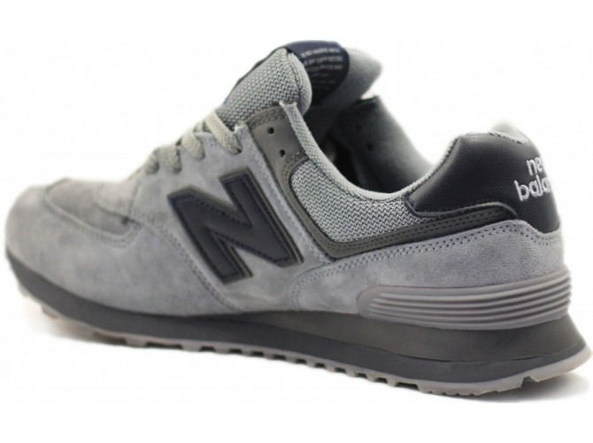 New Balance 574 Grey / Black серо-черные низкие мужские