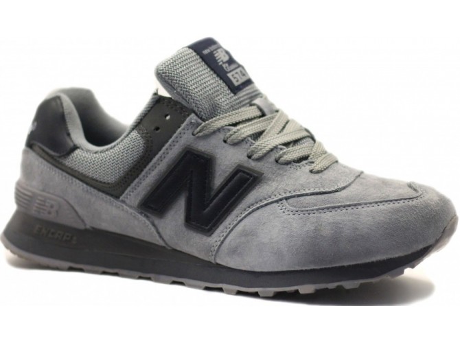 New Balance 574 Grey / Black серо-черные низкие мужские