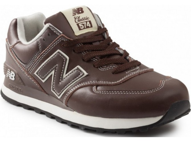 Кроссовки New Balance 574 Коричневые Кожаные