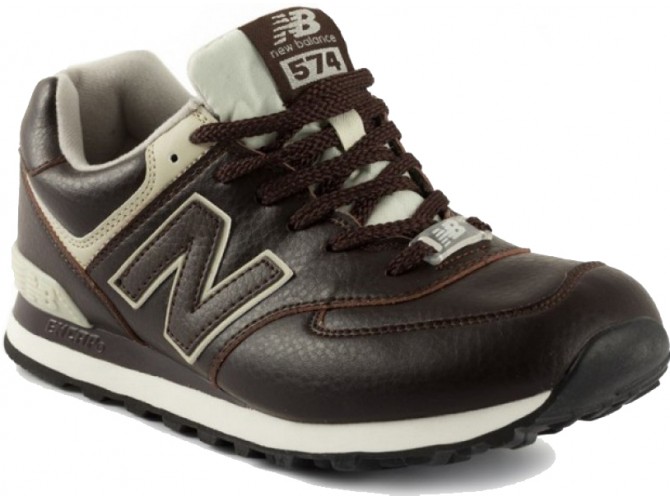 Кроссовки New Balance 574 мужские коричневые с белым