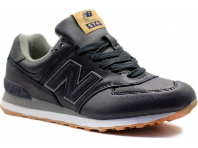 Кроссовки New Balance 574 Кожаные чёрные