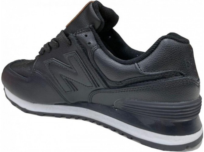 Кроссовки New Balance 574 Кожаные Матовые чёрные