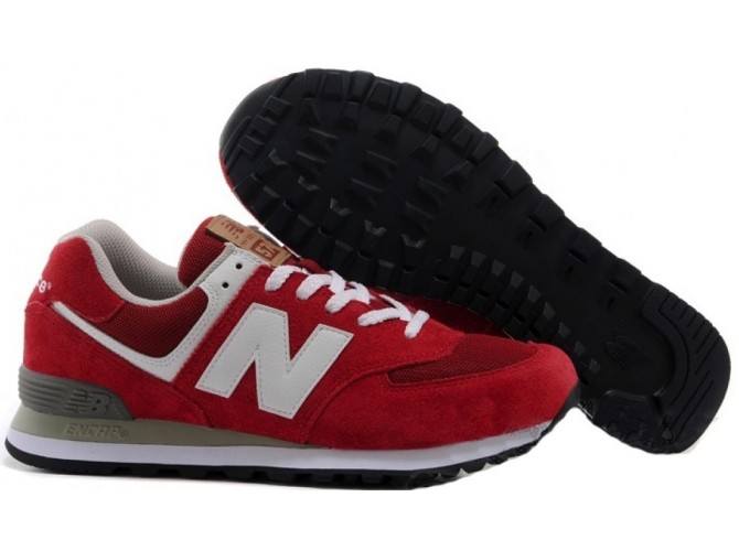 Кроссовки New Balance 574 красные с белым