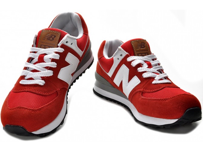 Кроссовки New Balance 574 красные с белым