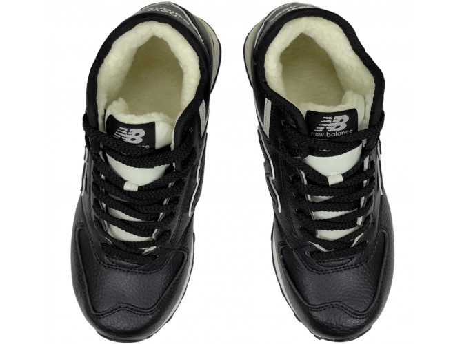 New Balance 574 Mid Black White Leather с мехом