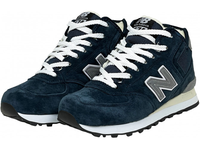 New Balance 574 Mid Blue Grey с мехом