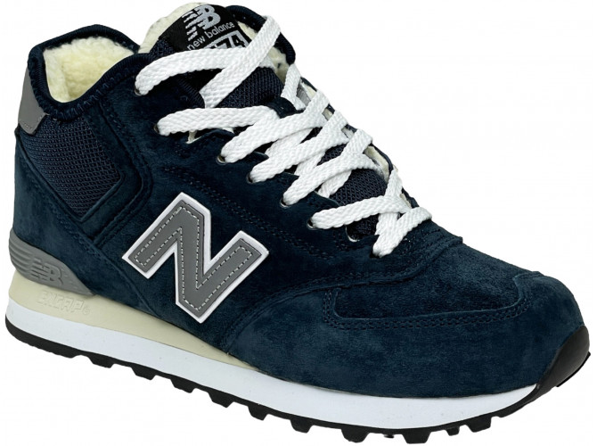 New Balance 574 Mid Blue Grey с мехом