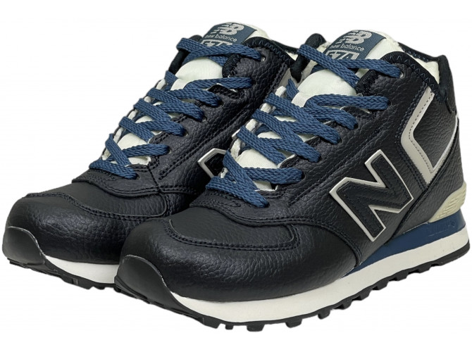 New Balance 574 Mid Blue Leather с мехом