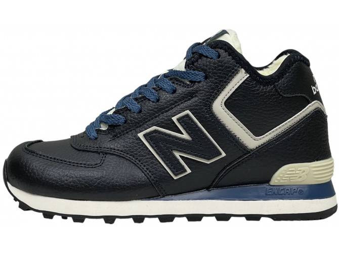 New Balance 574 Mid Blue Leather с мехом