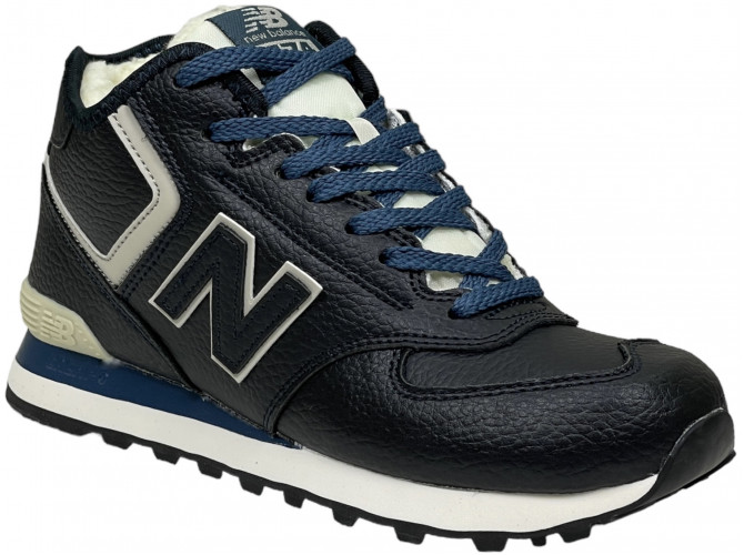 New Balance 574 Mid Blue Leather с мехом