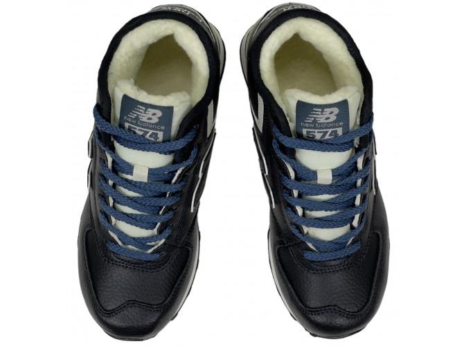 New Balance 574 Mid Blue Leather с мехом