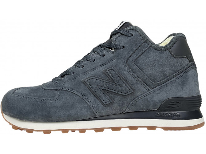 New Balance 574 Mid Deep Blue замшевые с мехом