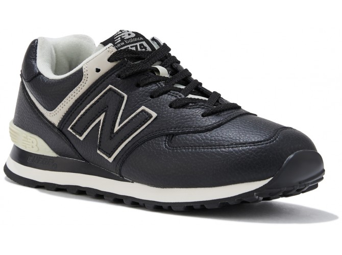 New Balance 574 мужские черные кожаные