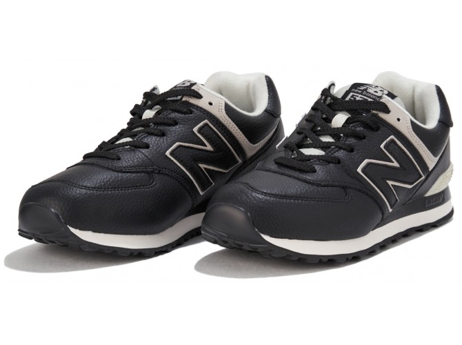 New Balance 574 мужские черные кожаные