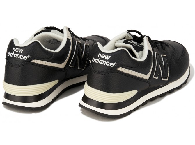 New Balance 574 мужские черные кожаные