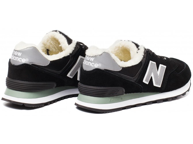 Кроссовки New Balance 574 navy grey winter edition зимние с мехом