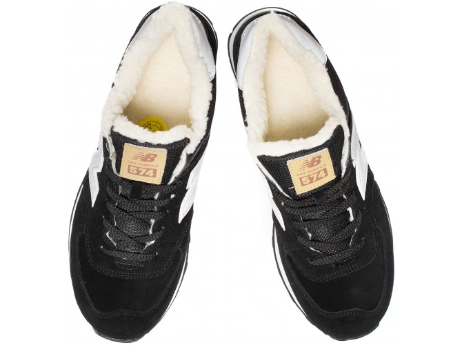 Кроссовки New Balance 574 navy grey winter edition зимние с мехом