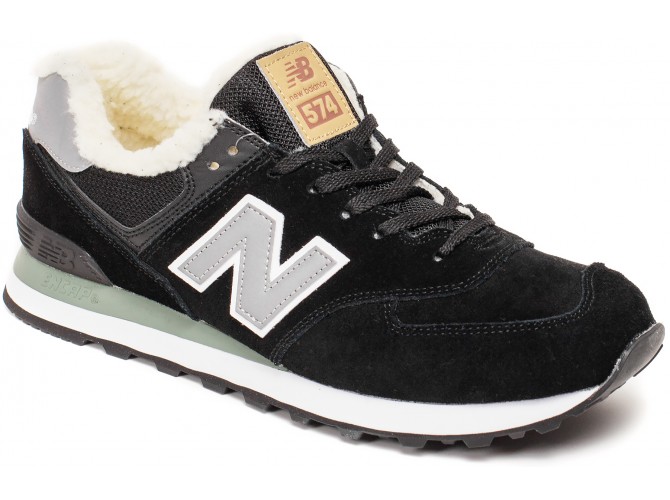Кроссовки New Balance 574 navy grey winter edition зимние с мехом
