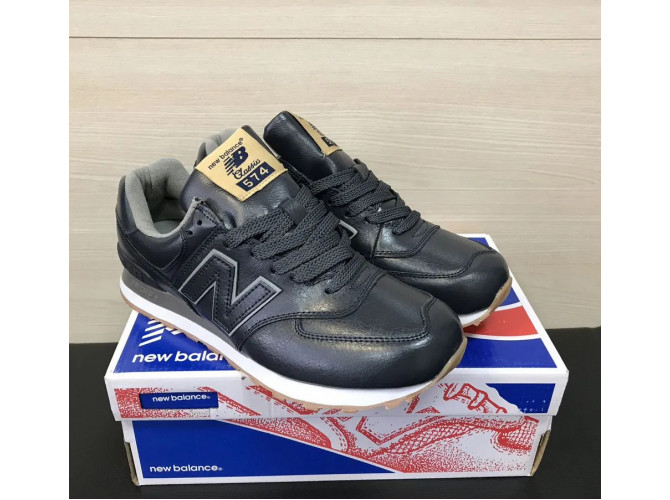 New Balance 574 Dark Blue Кожаные