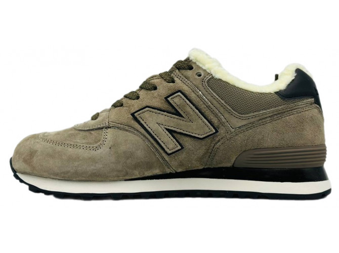 New Balance 574 Olive With Fur