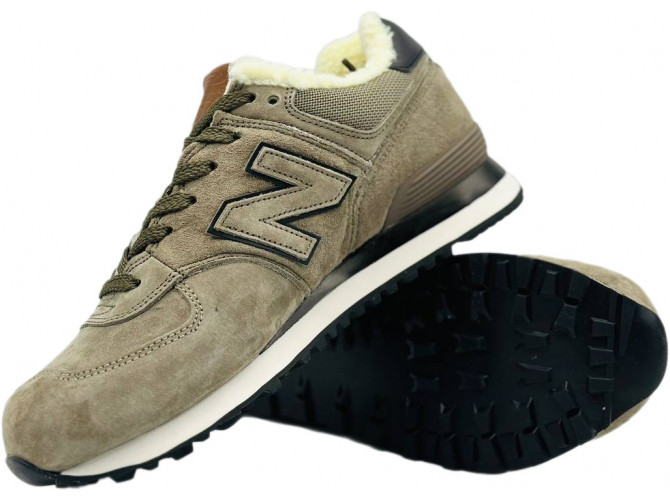 New Balance 574 Olive With Fur