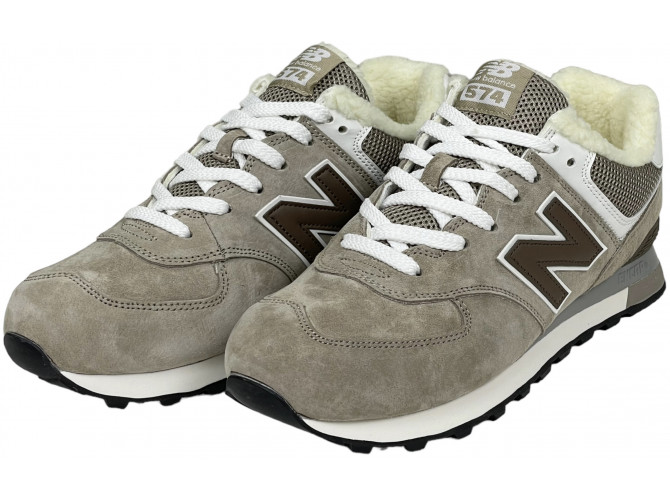 New Balance 574 Sand Deep Brown с мехом